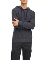 Bluzy męskie - Jack&JONES męska bluza z kapturem JCOCLASSIC Waffle Knit Hood SN z kapturem, asfalt, L - miniaturka - grafika 1