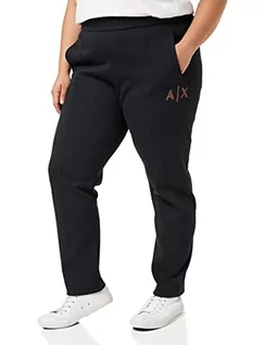 Spodnie damskie - Armani Exchange Damskie spodnie dresowe z podwójną twarzą, logo z przodu, Czarny, S - grafika 1