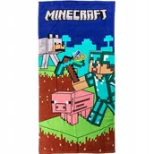 Okrycia kąpielowe dla dzieci - Ręcznik kąpielowy plażowy bawełna MINECRAFT wilk świnia 70x140 - miniaturka - grafika 1