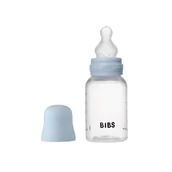 Butelki dla niemowląt - BIBS BUTELKA PLASTIC PP ze smoczkiem antykolkowym z silikonu medycznego, pojemność 150 ml, BABY BLUE - miniaturka - grafika 1