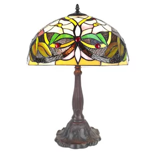 Clayre & Eef Lampa Stołowa Tiffany Duża Kolorowa H Clayre & Eef - Lampy stojące - miniaturka - grafika 1