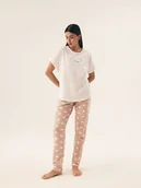 Piżamy damskie - Piżama damska Nubes Henderson kremowy, beżowy M - miniaturka - grafika 1