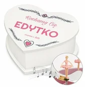 Pamiątka Pierwszej Komunii Świętej - Szkatułka na biżuterię w kształcie serca z pozytywką i nadrukiem dla - miniaturka - grafika 1