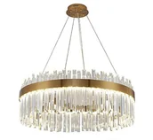 Lampy sufitowe - Lux - żyrandol kryształowy LED ring 50cm mosiądz złoty - miniaturka - grafika 1