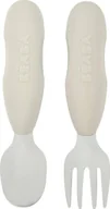 Sztućce dla dzieci - Beaba Zestaw Velvet 913581 szary - miniaturka - grafika 1