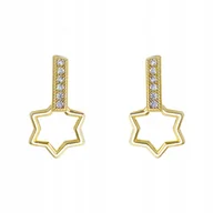 Kolczyki - Złote Kolczyki SztyftyWiszący Kontur Gwiazdki 585 - miniaturka - grafika 1