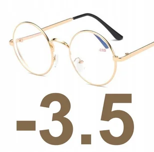 OKULARY KOREKCYJNE okrągłe złote -3.5 - Okulary korekcyjne, oprawki, szkła - miniaturka - grafika 1
