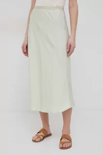Spódnice - Calvin Klein spódnica kolor zielony midi rozkloszowana - grafika 1