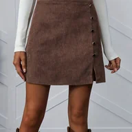 Spódnice - TEMU Sukienka sztruksowa damska - miniaturka - grafika 1