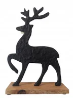 Ozdoby bożonarodzeniowe - FIGURKA RENIFER CZARNA METAL DREWNO DEKORACJA ŚWIĄTECZNA GLAMOUR 22x15cm - miniaturka - grafika 1