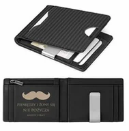Portfele - Smart portfel skórzany z grawerem w kolorze czarnym dla kolegi z pracy na wieczór kawalerski awans w pracy - Karbonowy - miniaturka - grafika 1