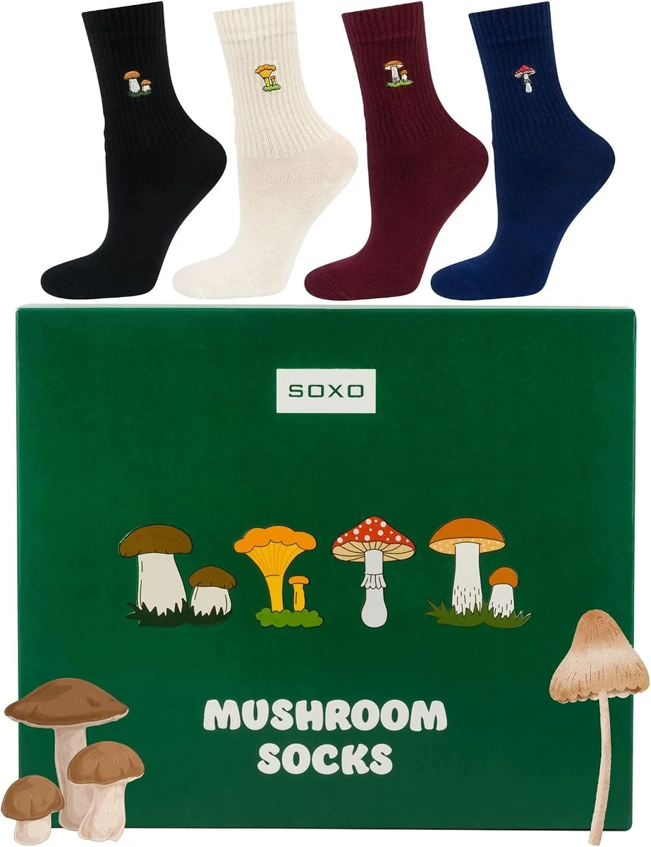 Skarpetki damskie bawełniane 4 pary wzór grzyby 35-40 Mushroom