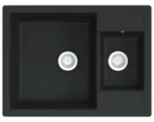 Zlewozmywaki - Elior Czarny dwukomorowy zlewozmywak granitowy A6-L34 - miniaturka - grafika 1