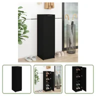 Szafki na buty - The Living Store Szafka na buty czarna 30x35x100 cm materiał drewnopochodny - miniaturka - grafika 1