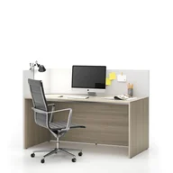 Zestawy mebli biurowych - B2B Partner Zestaw mebli biurowych single z parawanem SEGMENT, lewy, biały / dąb naturalny 611678 - miniaturka - grafika 1