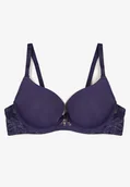 Biustonosze - Granatowy Biustonosz Push Up z Ozdobnym Haftem Emalinore - miniaturka - grafika 1
