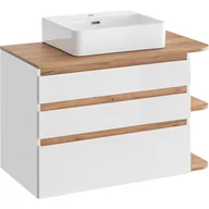 Szafki łazienkowe - Szafka z Umywalką 820 Platinum Comad Biały Kasai, Biały, Dąb Craft Złoty - miniaturka - grafika 1