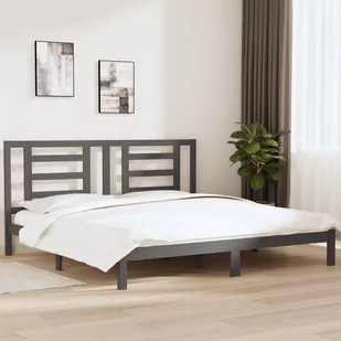 Lumarko Rama łóżka, szara, lite drewno sosnowe, 200 x 200 cm - Łóżka - miniaturka - grafika 1