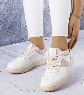 Biało-różowe damskie sneakersy Marcella-37 - Botki damskie - miniaturka - grafika 1