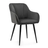Krzesła - Krzesło tapicerowane welurowe LAGO velvet aksamit szary - miniaturka - grafika 1