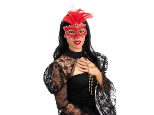 Maska karnawałowa czerwona - Dodatki do strojów karnawałowych - miniaturka - grafika 1