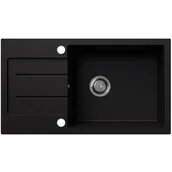 Zlewozmywaki - EOS Zlewozmywak granitowy z ociekaczem RAFAEL czarny brokat złoty - miniaturka - grafika 1