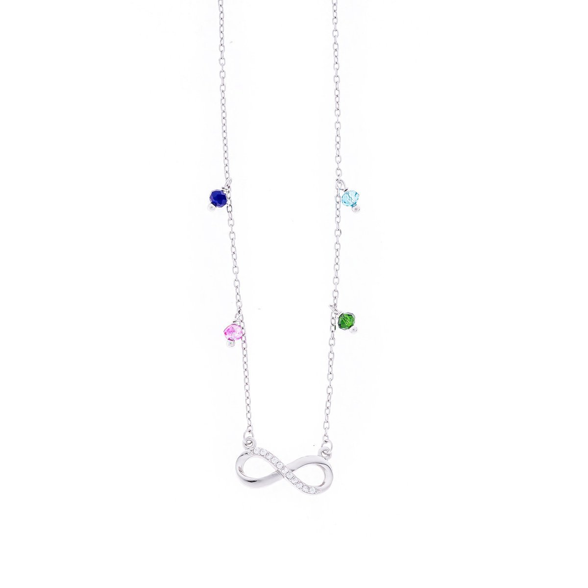 Srebrny podwójny naszyjnik 925 Kolorowa Nieskończoność