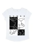 Koszulki i topy damskie - Disney Classics Women's Dumbo Contrast Organic Rolled Sleeve t-shirt damski, biały, XL, biały, XL - miniaturka - grafika 1