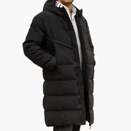 Kurtki męskie - Kurtka Męska Płaszcz Ocieplany Puchowy Długi Czarny S Czarny - miniaturka - grafika 1
