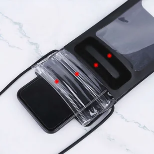 Etui saszetka TWC1 wodoodporne wodoszczelne pokrowiec na telefon 6.8" IPX8 30M przezroczyste okienko Czarne - Etui i futerały do telefonów - miniaturka - grafika 5