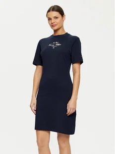 Tommy Hilfiger Sukienka codzienna Short Sleeve Short Dress WW0WW43830 Granatowy Slim Fit - Sukienki - miniaturka - grafika 1