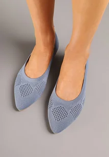 Niebieskie Balerinki z Ozdobną Perforacją i Noskiem Typu Migdałek Sadevare - Baleriny - miniaturka - grafika 1