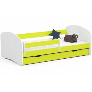 Łóżko dziecięce 180x90 SMILE z materacem i szufladą limonkowe - Łóżka dla dzieci i młodzieży - miniaturka - grafika 1