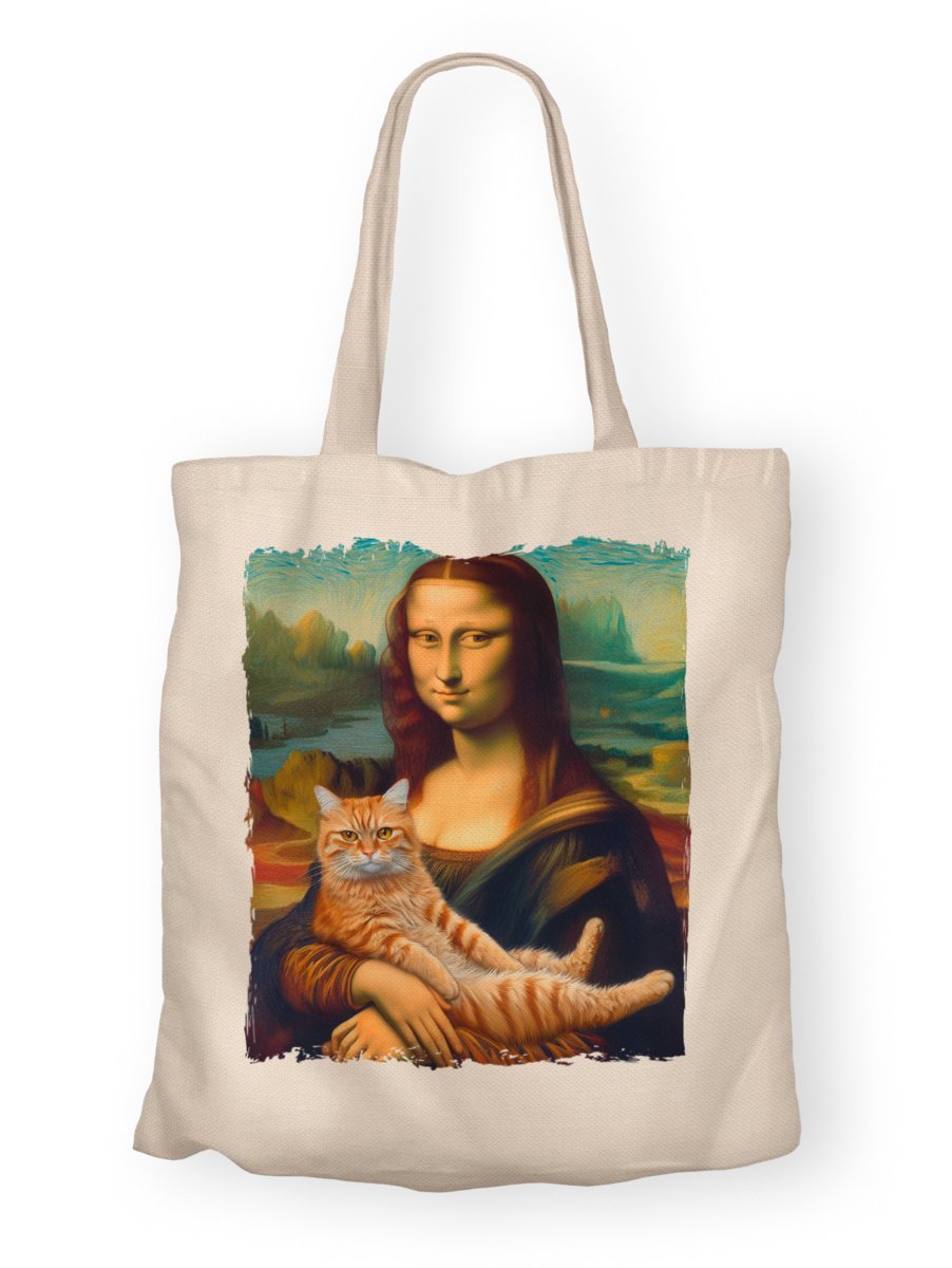 Torba bawełniana z nadrukiem Mona Lisa z kotem