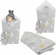 Rożki i beciki - Rożek niemowlęcy bawełniany otulacz dziecięcy becik - LAMY SZARE - miniaturka - grafika 1