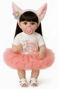 Lalka typ Reborn Lalka Realistyczna Vinil 55cm Włosy Ciemne Opaska Smoczek - Lalki dla dziewczynek - miniaturka - grafika 1