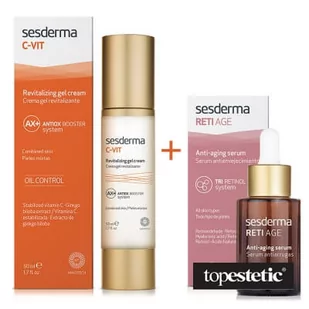 Sesderma C Vit Revitalizing Gel Cream + Reti Age Serum ZESTAW Krem żel 50 ml + Serum przeciwzmarszczkowe 30 ml - Zestawy kosmetyków damskich - miniaturka - grafika 1
