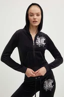 Bluzy damskie - Juicy Couture bluza welurowa RENAISSANCE ROBYN HOODIE kolor czarny z kapturem z aplikacją JCGAS224001 - miniaturka - grafika 1