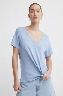 Koszulki sportowe damskie - Superdry t-shirt damski kolor niebieski - grafika 1