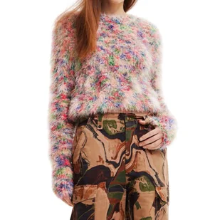 Sweter damski Desigual Mia klasyczny futrzany-XL - Swetry damskie - miniaturka - grafika 1