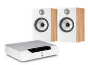 Zestawy stereo - Bluesound POWERNODE EDGE (biały) + 606 S2 Anniversary Edition (dąb) - miniaturka - grafika 1