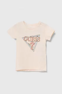 Koszulki dla dziewczynek - Guess t-shirt dziecięcy kolor różowy - grafika 1