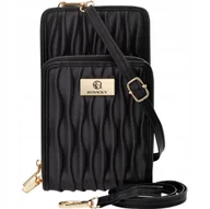 Torebki damskie - Mini TOREBKA Kopertówka NA TELEFON PORTFEL Etui Damska Listonoszka Czarna - miniaturka - grafika 1