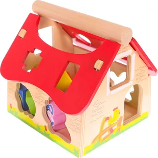 Ecotoys Drewniany domek, farma sorter z klockami Ecotoys - Sortery dla dzieci - miniaturka - grafika 1