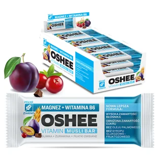 25x OSHEE Vitamin musli bar magnez + witamina B6 śliwka żurawina 40 g - Płatki śniadaniowe i musli - miniaturka - grafika 1