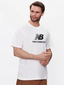 Koszulki męskie - New Balance T-Shirt Essentials Stacked Logo MT31541 Biały Relaxed Fit - miniaturka - grafika 1
