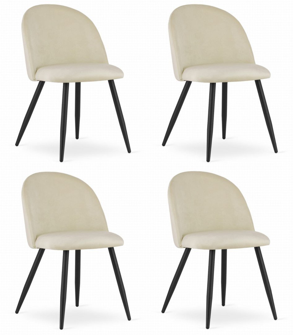 Krzesło BELLO - aksamit beż / nogi czarne x 4