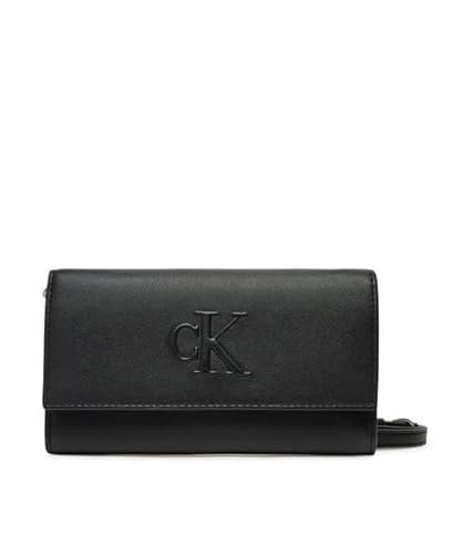 Calvin Klein Jeans Damski rzeźbiony długi składany pasek LV04K1006G portfele, czarny (czarny), jeden rozmiar, czarny (czarny), Rozmiar Uniwersalny