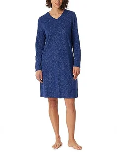 Schiesser Damska koszulka z długim rękawem 100% bawełna Sleepshirt Bigshirt 100 cm Długość-Nightwear koszula nocna, granatowa, 40, Navy, 40 - Koszulki i topy damskie - miniaturka - grafika 1