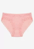 Majtki damskie - Różowe Majtki Figi z Koronką z Elastycznej Bawełny Wiabelia - miniaturka - grafika 1